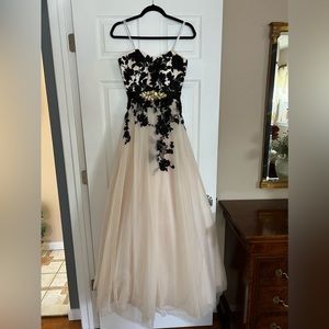 Camille La Vie sweetheart blush pink corset gown